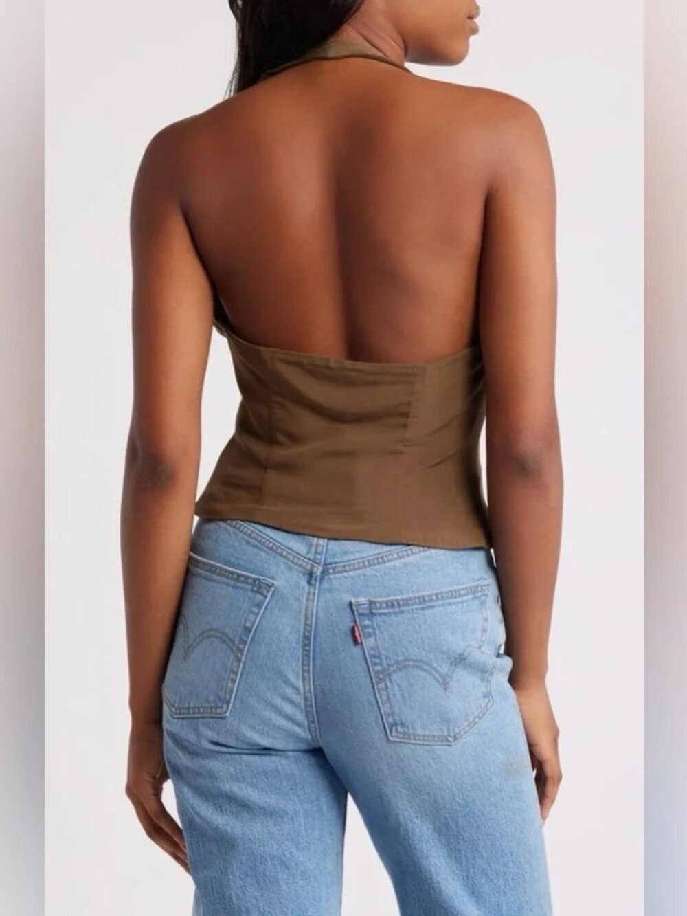 Open Front Halter Top Mistress Rocks Size M - Green - Picture 6 of 11